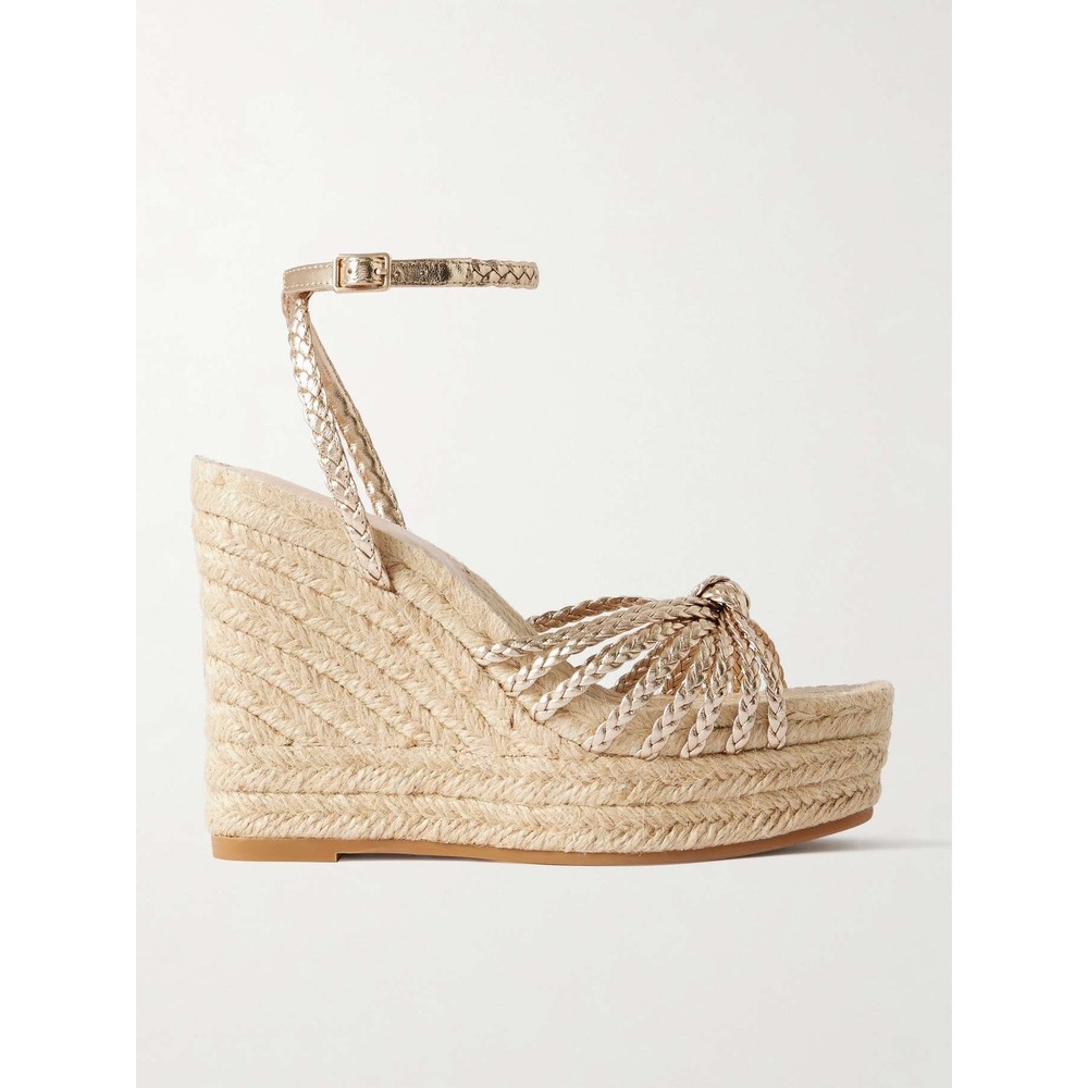 Loeffler Randal Pamela Mignon metallic leather platform wedge sandals in Gold 10 - Picture 2 of 15